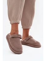 Dámské pantofle s páskem Vyhřívané s kožíškem Tmavě béžové Rilena Dámské pantofle s páskem Vyhřívané s kožíškem Tmavě béžové Rilena