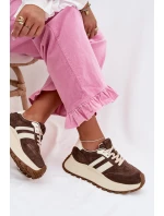 Semišové tenisky na masivní platformě model 22031726 Čokoládové - D&A