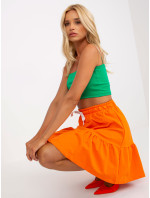 Oranžová mini mikinová sukně s volánem