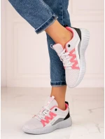 Komfortní tenisky šedo-stříbrné dámské bez podpatku Komfortní tenisky šedo-stříbrné dámské bez podpatku