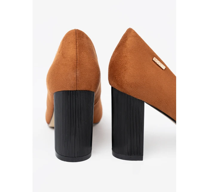 Pěkné  lodičky Jasnobrązowy dámské na širokém podpatku