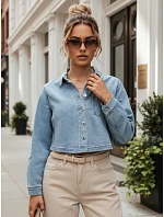 Krátká dámská košile s kapsou, džínová modrá, FashionStreet TY5691 Krátká dámská košile s kapsou, džínová modrá, FashionStreet TY5691