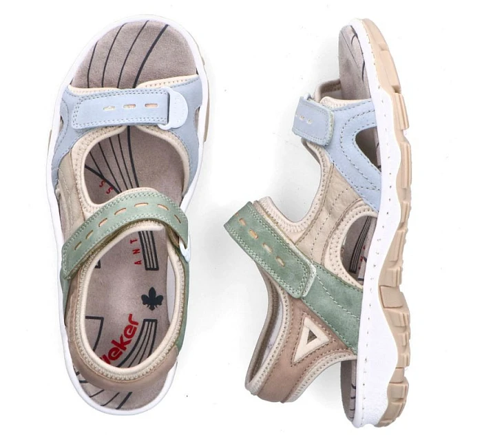 Pohodlné dámské barevné sportovní sandály na suchý zip Rieker 68866-94