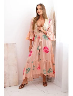 Dámský boho plášť s výšivkou meruňka