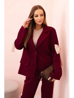 Dámský komplet s viskózou – sako s klopami a kalhoty s model 21232419 - K-Fashion