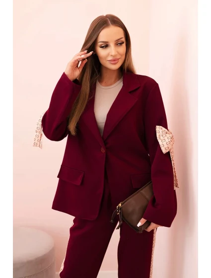 Dámský komplet s viskózou – sako s klopami a kalhoty s model 21232419 - K-Fashion Dámský komplet s viskózou – sako s klopami a kalhoty s model 21232419 - K-Fashion
