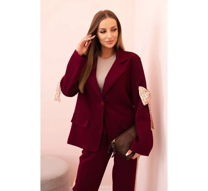 Dámský komplet s viskózou – sako s klopami a kalhoty s model 21232419 - K-Fashion Dámský komplet s viskózou – sako s klopami a kalhoty s model 21232419 - K-Fashion