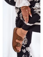 Semišové Dámské Pantofle Se Sponami Big Star RR274A394 Hnědé Semišové Dámské Pantofle Se Sponami Big Star RR274A394 Hnědé