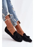 Dámské mokasíny s plochou podrážkou a třásněmi Černé Marilisse Dámské mokasíny s plochou podrážkou a třásněmi Černé Marilisse
