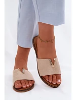 Dámské ploché nazouváky s ozdobným detailem V béžové model 22111384 - Boto