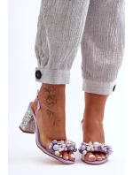 Průhledné stylové sandály na klínku fialové SBarski Průhledné stylové sandály na klínku fialové SBarski