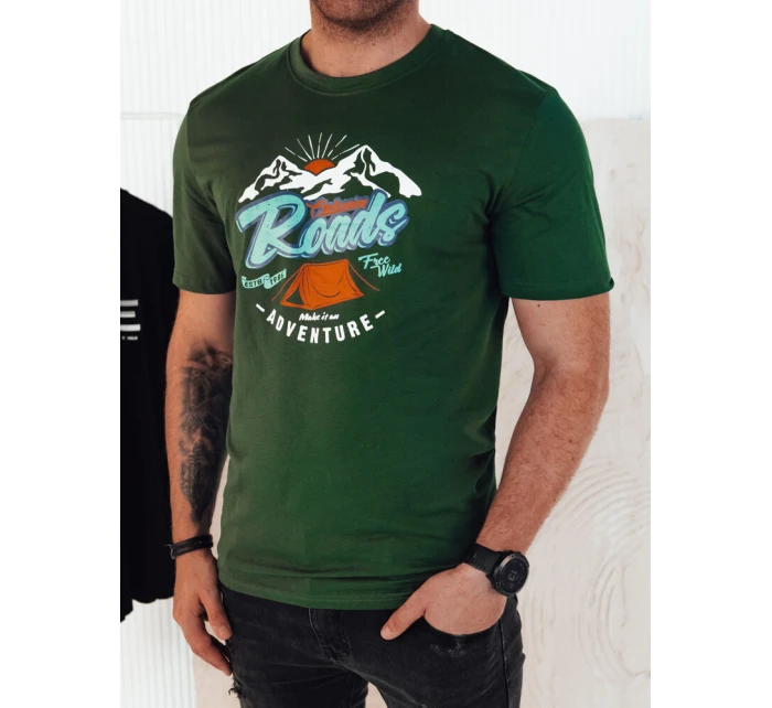 Pánské zelené tričko s potiskem Dstreet model 21973738 - FashionStreet