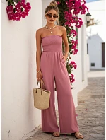 Dámský letní overal se širokými nohavicemi růžový FashionStreet EY2652 Dámský letní overal se širokými nohavicemi růžový FashionStreet EY2652
