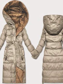 hnědá oboustranná zimní bunda s páskem model 21750869 - MINORITY