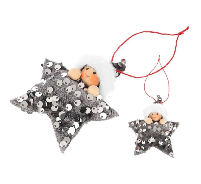 SADA PŘÍVĚSKŮ 3 KS HVĚZDIČKY STŘÍBRNÉ FLITRY PANENKY