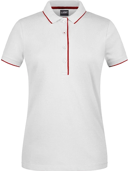 Daiber JN 727 Dámské piqué polo s kontrastní légou 02.0727 white/red Daiber JN 727 Dámské piqué polo s kontrastní légou 02.0727 white/red