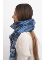 Dámský šátek z měkké a teplé vlny v barevných pruzích KN19 jeansový