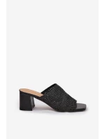 Dámské Pantofle S Pletením Na Podpatku Černé model 21689411 - Boto Dámské Pantofle S Pletením Na Podpatku Černé model 21689411 - Boto