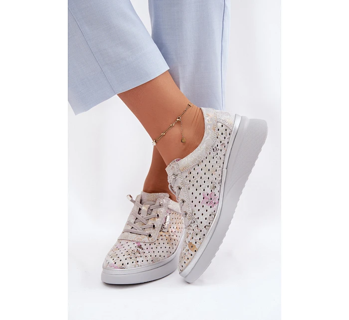 Semišové perforované dámské polobotky Vinceza 79603 šedé Semišové perforované dámské polobotky Vinceza 79603 šedé