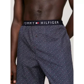 Pánské pyžamové kalhoty UM0UM02993 02E tm. modré s potiskem - Tommy Hilfiger