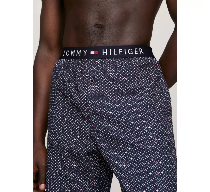 Pánské pyžamové kalhoty UM0UM02993 02E tm. modré s potiskem - Tommy Hilfiger