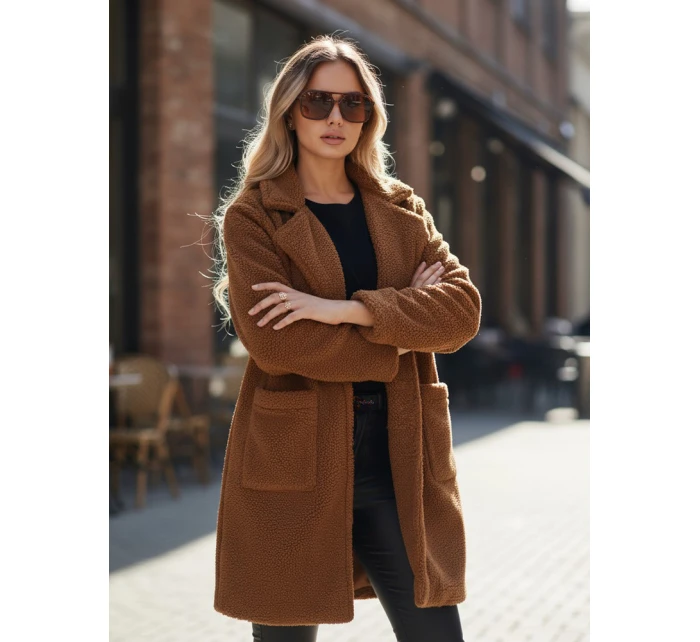 Dámský zimní kabát teddy fur brown FashionStreet NY0752z