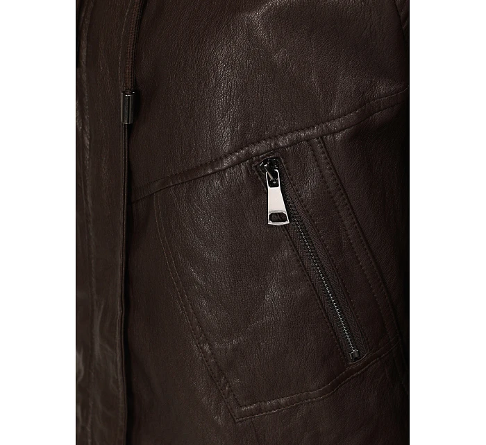 Kurtka damska skórzana oversize brązowa model 22084536 - FashionStreet