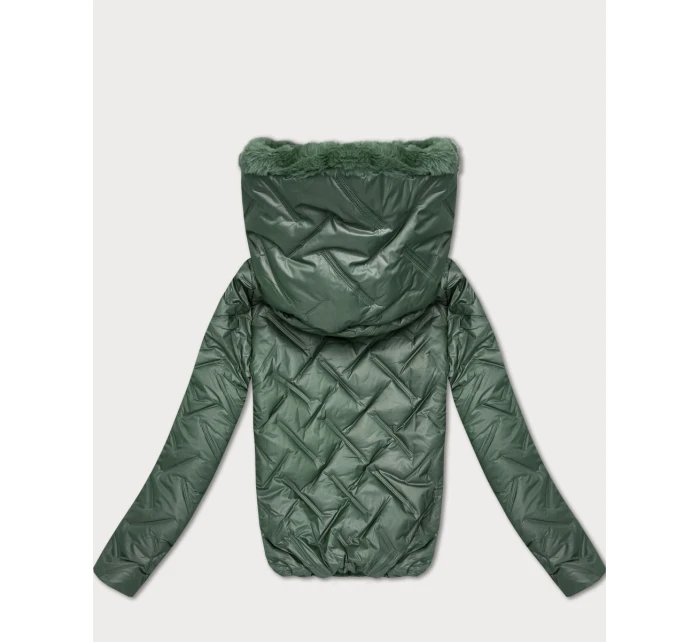 Dámská bunda v khaki barvě s kožešinovou podšívkou model 21809010 - S'WEST Dámská bunda v khaki barvě s kožešinovou podšívkou model 21809010 - S'WEST