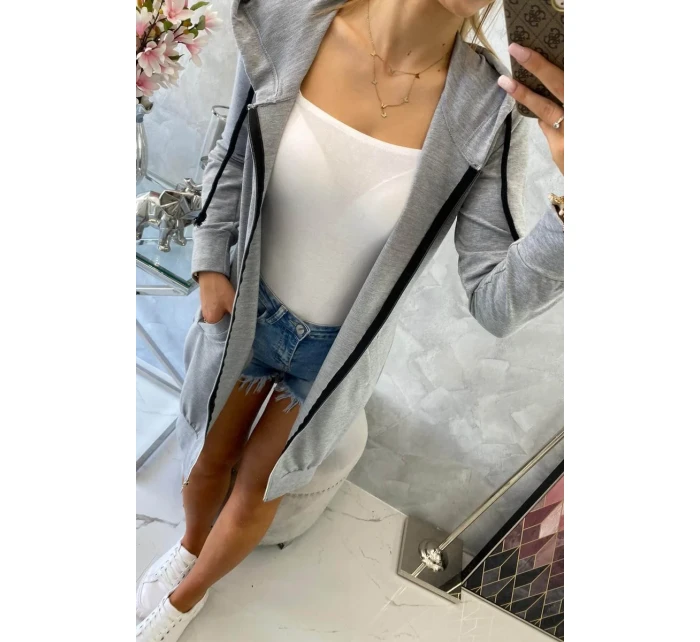 Šatová bunda s kapucí šedá melange Šatová bunda s kapucí šedá melange