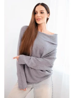 Svetr dámský viskózový asymetrický typu model 21748063 šedý - K-Fashion