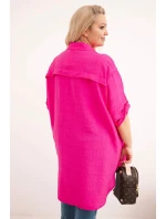 Dámská košile Plus Size z viskózy s delším zadním dílem fuchsie Dámská košile Plus Size z viskózy s delším zadním dílem fuchsie