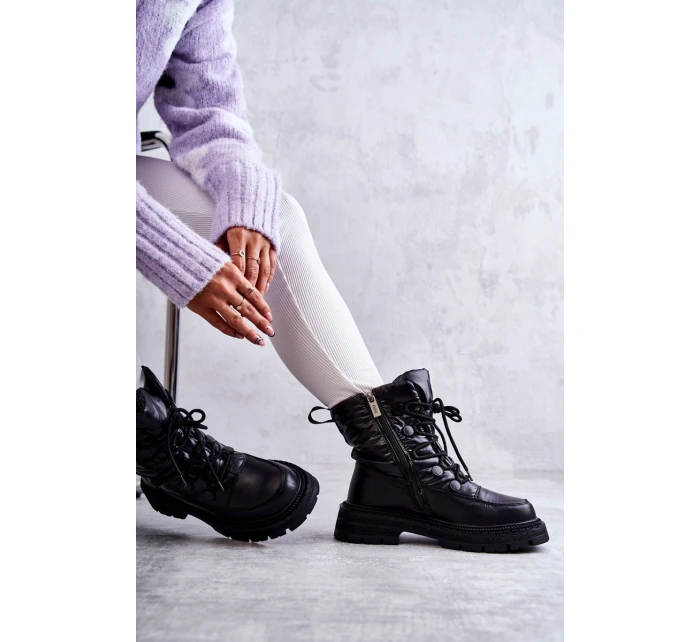 Dámské šněrovací boty do sněhu model 21596648 Černe - Goe
