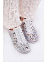 Dámské Kožené Polobotky Z Přírodní Kůže Vzorované model 21691782 Bílé - Artiker