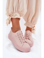 Dámské tenisky na platformě z eko kůže Big Star – růžové Dámské tenisky na platformě z eko kůže Big Star – růžové