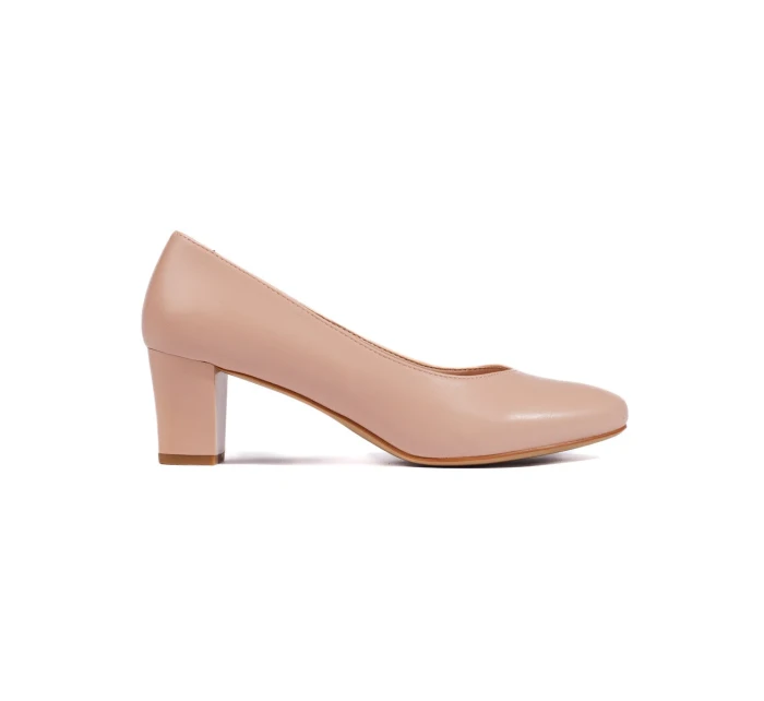 Originální hnědé lodičky dámské na širokém podpatku Originální hnědé lodičky dámské na širokém podpatku