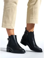 Luxusní kotníčkové boty dámské černé na plochém podpatku Luxusní kotníčkové boty dámské černé na plochém podpatku