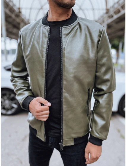 Pánská zelená kožená bunda FashionStreet TX4707 Pánská zelená kožená bunda FashionStreet TX4707