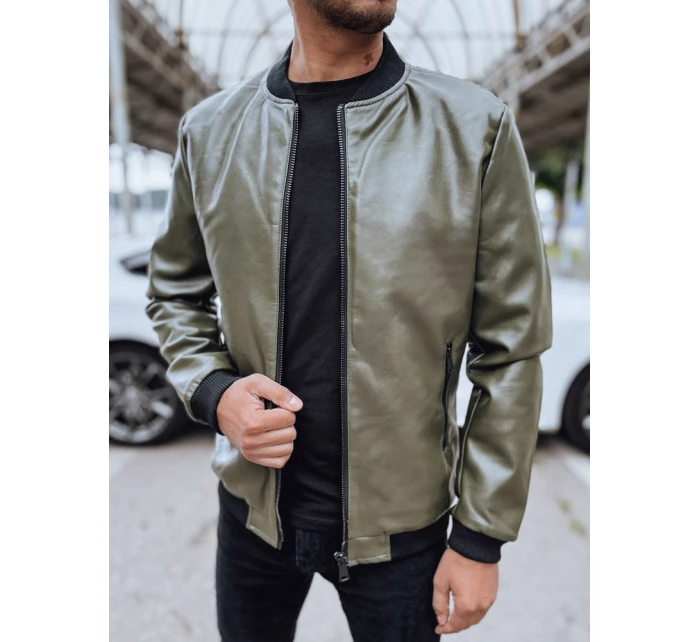 Pánská zelená kožená bunda FashionStreet TX4707 Pánská zelená kožená bunda FashionStreet TX4707