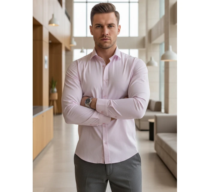 Pánská elegantní hladká světle fialová košile SLIM FIT FashionStreet DX2683