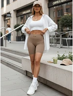 Dámské cyklistické šortky s vysokým pasem, béžové, FashionStreet SY0578