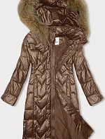 Dámská dlouhá prošívaná bunda Glakate camel (LU-2203)