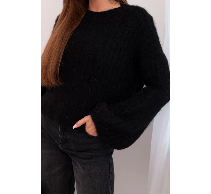 Svetr dámský z mohairu s bufáčovými rukávy malinová Svetr dámský z mohairu s bufáčovými rukávy malinová