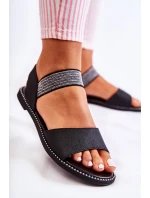 Klasický kožené sandály s cvočky Černá Shelly