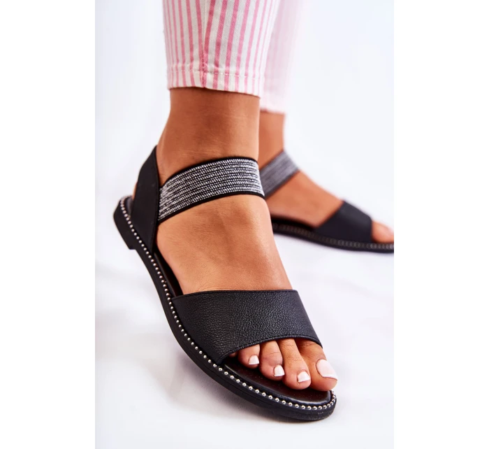 Klasický kožené sandály s cvočky Černá Shelly