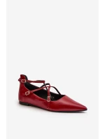 Dámské baleríny se  a pásky bordové model 21670189 - Boto