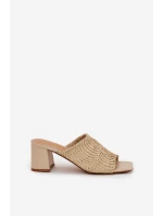 Dámské Pantofle S Pletením Na Podpatku Béžové model 21689418 - Boto Dámské Pantofle S Pletením Na Podpatku Béžové model 21689418 - Boto