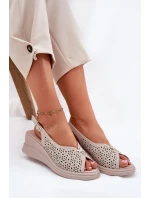 Dámské Kožené Sandály Na Klínu Vinceza 41476 Béžové