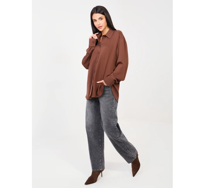 Košile LK KS 510197.12P hnědá