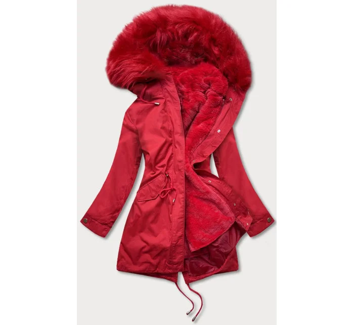 DAMSKA PARKA ZIMOWA Z I KAPTUREM CZERWONA model 21242000 - Libland