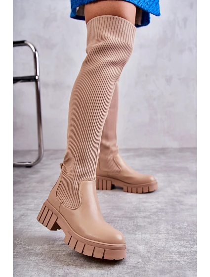 Dámské vysoké boty Béžová model 21593775 - Boto